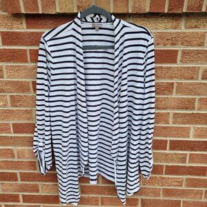 Talbots Open Front Cardigan Women's Size XL Nautical Pockets